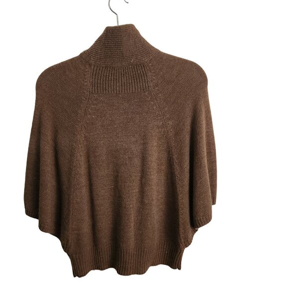 Classiques Entier Brown Alpaca Blend Button Front Poncho Cardigan Sweater Size S - Picture 2 of 7